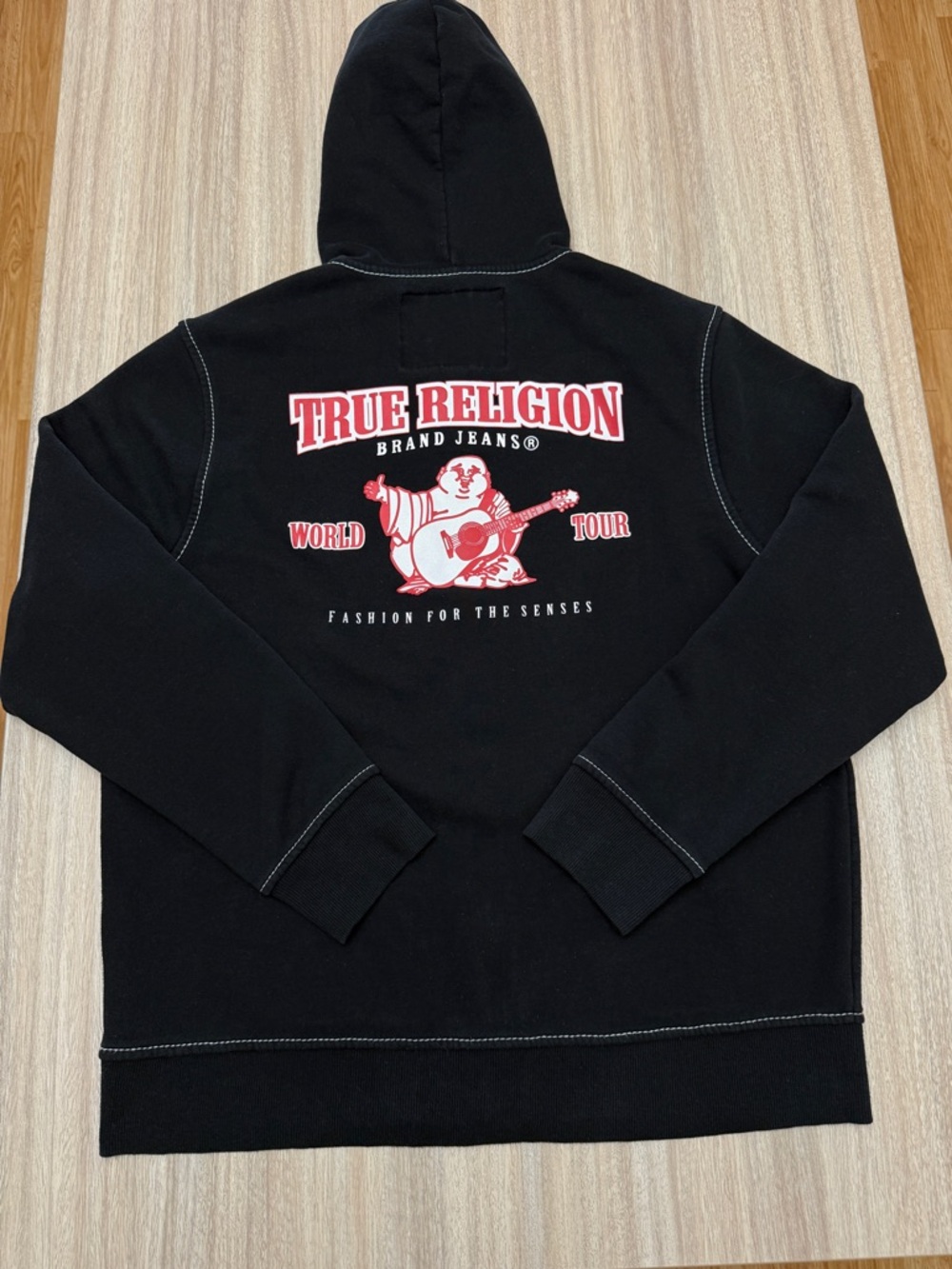 True Religion Heritage Big T Zip Up Hoodie Size X-Large Men’s Black Stitching